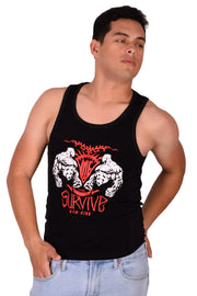 MEDIUM SMU Gym King Tank top Black and Red 33738 MX167