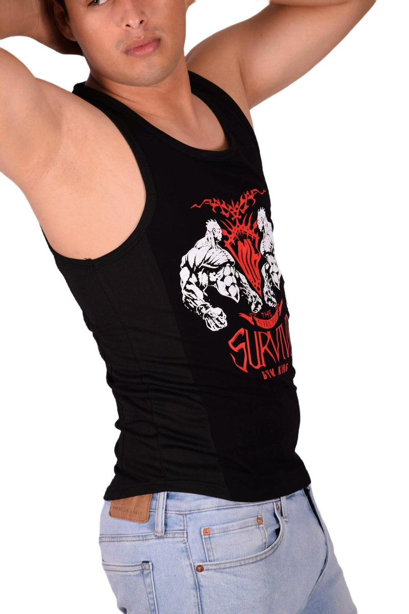 MEDIUM SMU Gym King Tank top Black and Red 33738 MX166