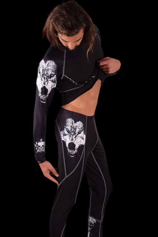 Medium SMU Limited Long sleeves Shirt & Legging Printed Wolf 115159 - SexyMenUnderwear.com