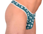 M/L SMU Sensual Floral Green/White Thong 33522 MX136