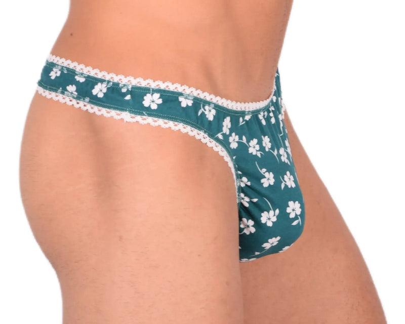 M/L SMU Sensual Floral Green/White Thong 33522 MX133