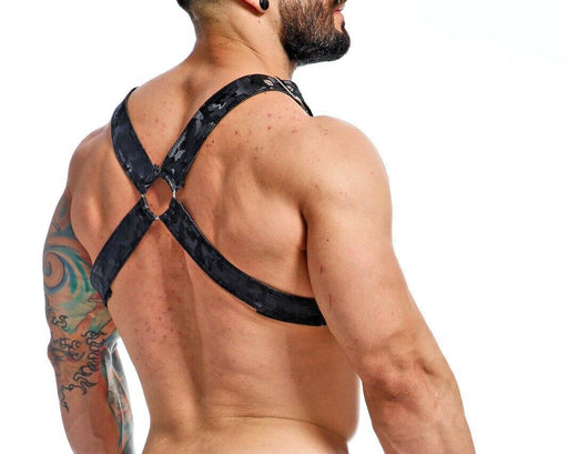 MOB DNGEON Classic Cross Harness Plush Faux Leather O/S Black - Camo DMBL12 62