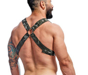 MOB DNGEON Classic Cross Harness Plush Faux - Leather O/S Pure Camo Green DMBL12 62