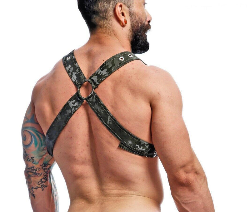 MOB DNGEON Classic Cross Harness Plush Faux - Leather O/S Pure Camo Green DMBL12 62