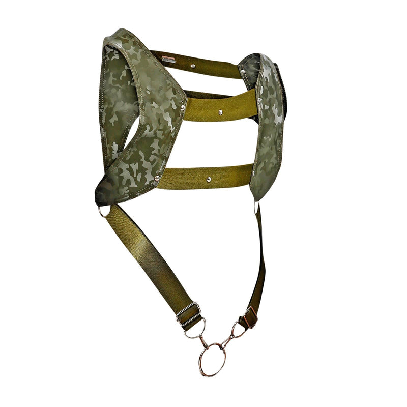 MOB DNGEON Crop Top Harness With C - Ring Leather Look Pure - Camo DMBL083