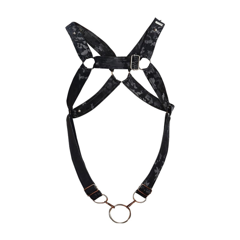 MOB DNGEON Cross C - Ring Harness One Size Adjustable Straps Black - Camo DMBL07 - SexyMenUnderwear.com