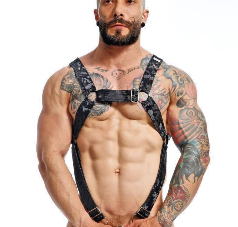 MOB DNGEON Cross C - Ring Harness One Size Adjustable Straps Black - Camo DMBL071