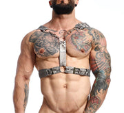 MOB DNGEON Cross Chain Harness Faux Leather Titanium Camo One - Size DMBL09 - 31
