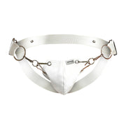 MOB DNGEON Snap - Jock Metal Ring Faux Leather Jockstrap White Camo O/S DMBL034