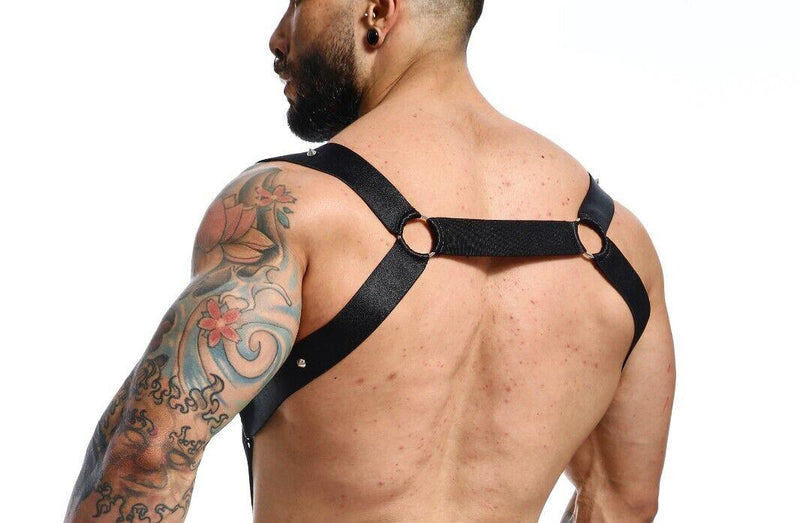 MOB DNGEON Straight Back Adjustable Harness C - Ring O/S Black Mirror DMBL063
