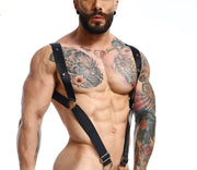 MOB DNGEON Straight Back Adjustable Harness C - Ring O/S Black Mirror DMBL061