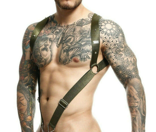 MOB DNGEON Straight Back Adjustable Harness O/S DMBL06 Army - SexyMenUnderwear.com