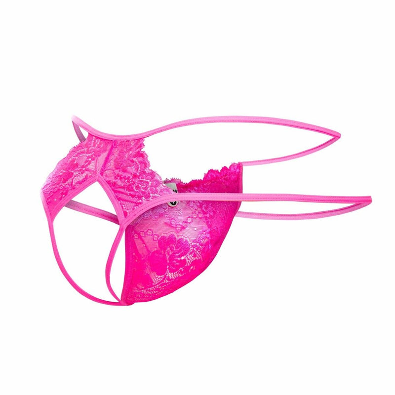 MOB Thongs Malebasics Open Lace Thong Hot Pink MBL492