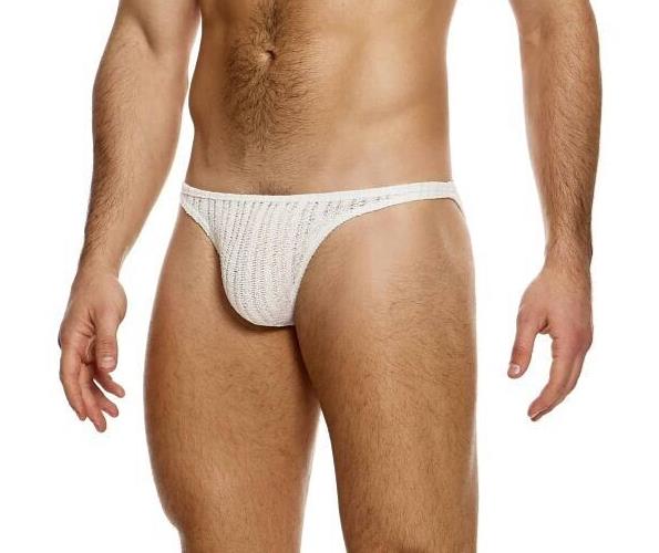 MODUS VIVENDI Bikini Briefs Striped Crochet Low - Cut Brief in Natural 074131
