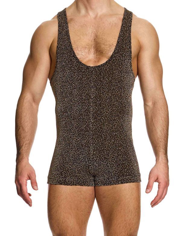 Modus Vivendi Crackled Bodysuit Jacquard Brown Metallic Yarns 25381 B973