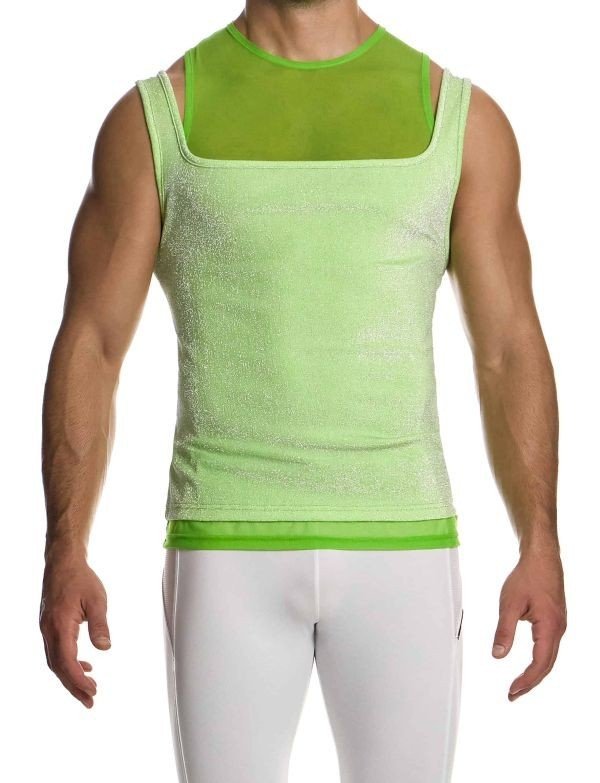 Modus Vivendi Delusion Sleeveless Elastic Transparent Tank Top Neon 02532 B755