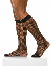 Modus Vivendi Fishnet Socks Sheer Stretch Knee Nylon Sock Black XS1821 B621