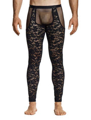 Modus Vivendi Floral Lace Ankle - Length Leggings Knitted Sheer Black 04161 B1022