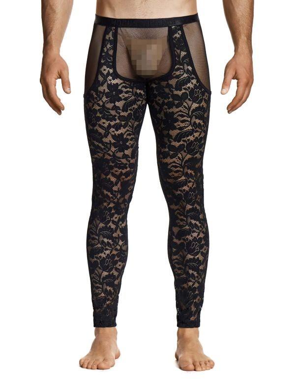 Modus Vivendi Floral Lace Ankle - Length Leggings Knitted Sheer Black 04161 B1022