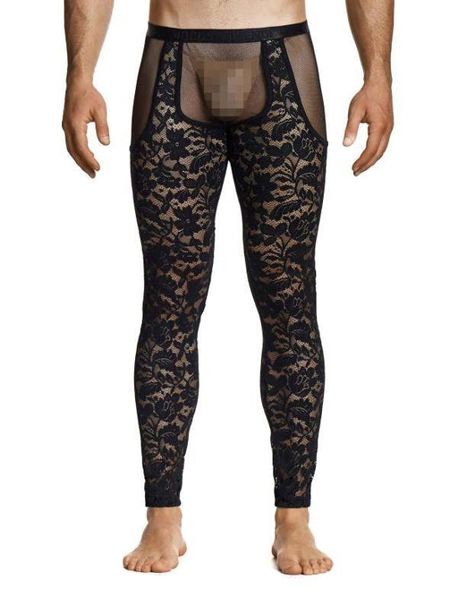 Modus Vivendi Floral Lace Ankle - Length Leggings Knitted Sheer Black 04161 B1022