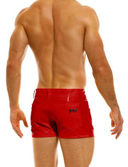 MODUS VIVENDI Glossy Shiny Vinyl 5P Shorts Viral Press - Stud & Zip 08062 in Red2