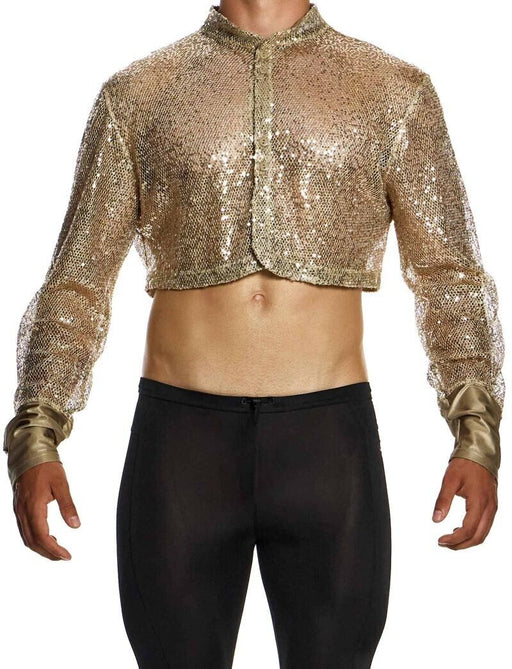 MODUS VIVENDI Harem Cardigan Polished Crop Top Boxy Fit Sequins Gold 19451 B582