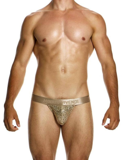 MODUS VIVENDI Harem Thong Slim Fit T - String Shiny Jacquards Sequins Gold 194112