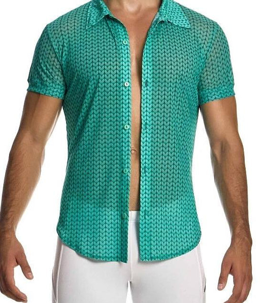 Modus Vivendi Illusion Shirt Muscle Fit Chemise Mesh Green Neon 04542 79a1
