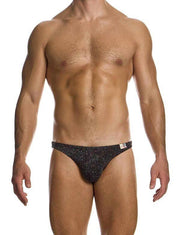 MODUS VIVENDI Low - Cut Brief Elastic Knit Lurex Yarns Jacquard Black 02514 B871