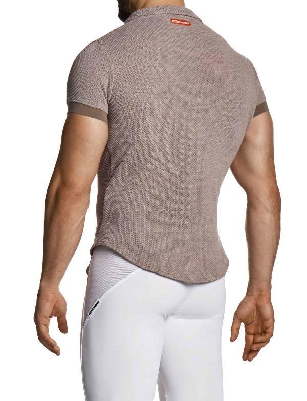 MODUS VIVENDI Micro Crochet Knitted Shirt Muscle - Fit in Brown 22441 B1034