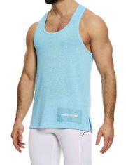 Modus Vivendi Plain Knit Tank Top Sleeveless Knitted in Light Blue 09431 B1001