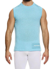 Modus Vivendi Plain Knitted Sleeveless Linen Tank Top Light Blue 09432 1012