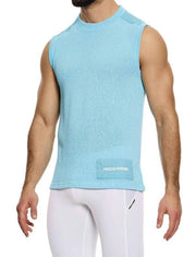 Modus Vivendi Plain Knitted Sleeveless Linen Tank Top Light Blue 09432 1011