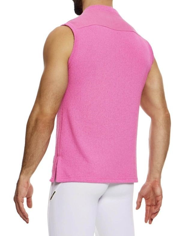 Modus Vivendi Plain Knitted Sleeveless Straight Fit Tank Top Pink 09432 1013