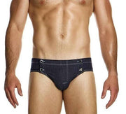 Modus Vivendi Raw Denim Classic Retro Brief Four Nickel Snaps Blue 11415 1831