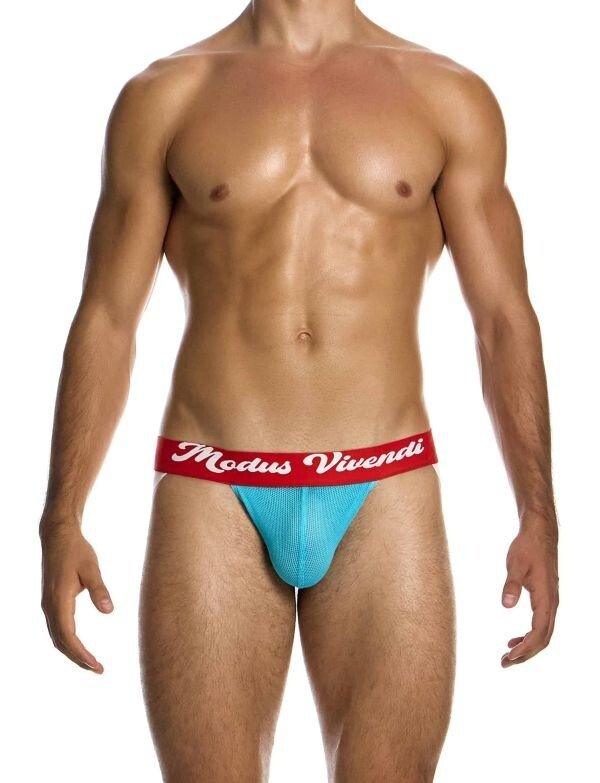 Modus Vivendi Retro Jockstrap Semitransparent Fishnet Cotton Turquoise 05512 1932