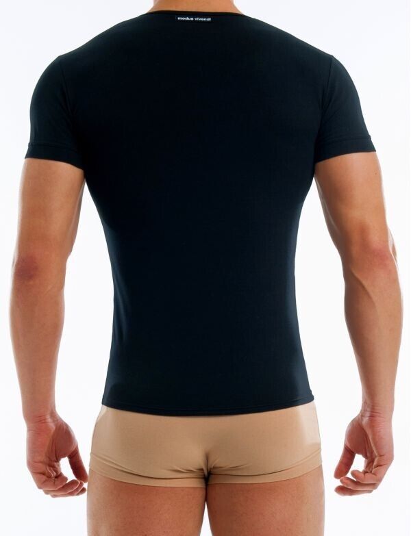 MODUS VIVENDI Shirt Antibacterial Pure Cotton T-Shirt Slim Fit in Black 156413