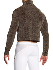 Modus Vivendi Shirt Crackled Crop Roll Neck Brown Metallic Yarns 253512