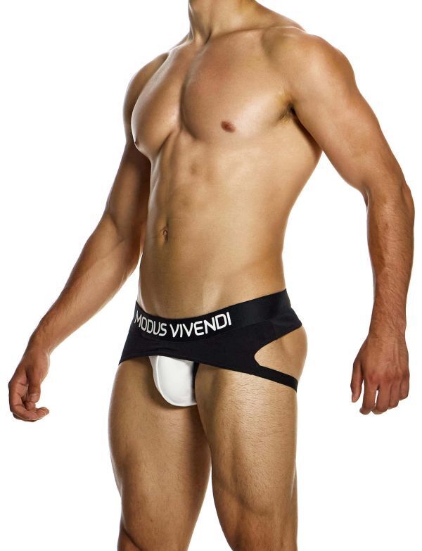 Modus Vivendi Sporty Fly Jockstrap Original Peplum Knitted Jock Black 124131