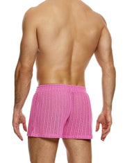 MODUS VIVENDI Striped Crochet Boxer Shorts Elastic Knitted Pink 074212