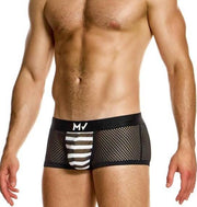 MODUS VIVENDI Striped Through Boxer Trunk Jaquard Micro Fishnet Black 01422 90A4