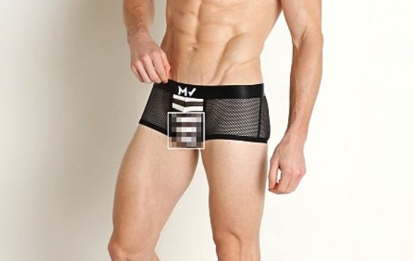 MODUS VIVENDI Striped Through Boxer Trunk Jaquard Micro Fishnet Black 01422 90A3