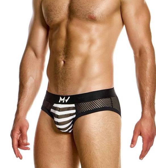 MODUS VIVENDI Striped Through Classic Brief Jaquard Fishnet Black 01416 90A3