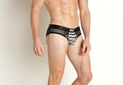 MODUS VIVENDI Striped Through Classic Brief Jaquard Fishnet Black 01416 90A4
