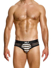 MODUS VIVENDI Striped Through Classic Brief Jaquard Fishnet Black 01416 90A5