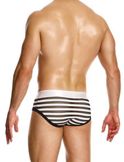MODUS VIVENDI Striped Through Fly Brief Jaquard Fishnet Black & White 01417 1942