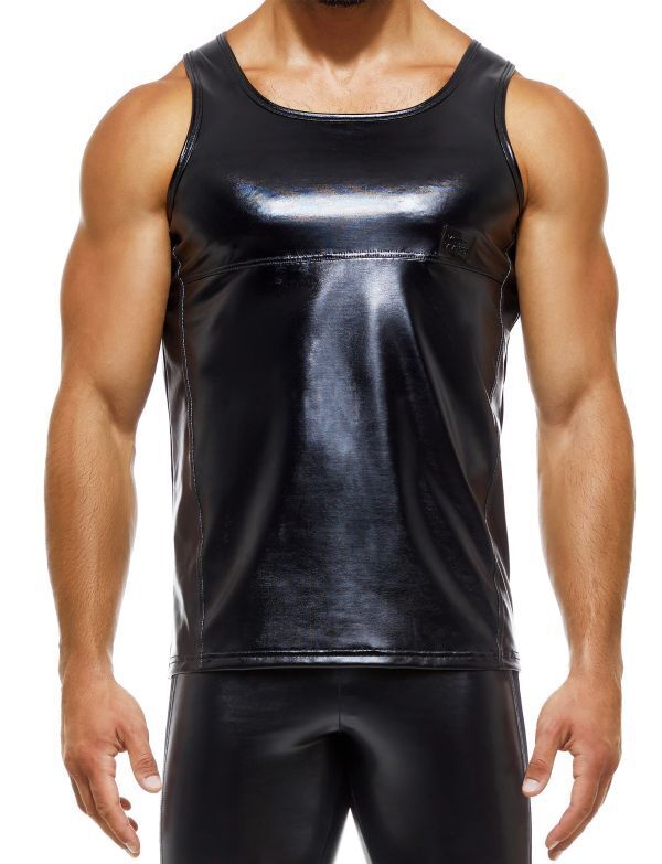Modus Vivendi Tight Fit Tank Top Shiny Latex - Look Bold Black 11231 B833