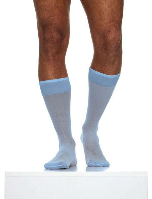 MODUS VIVENDI Transparent Nylon Socks Knee Length O/S Light Blue XS2424 B562