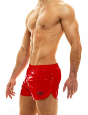 Modus Vivendi Viral Vinyl Shorts Glossy Shiny Red Short 08061 89A3