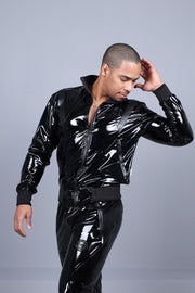 MR. RIEGILLIO PVC Tracksuit Jacket 24 Shiny Glossy Black R10195